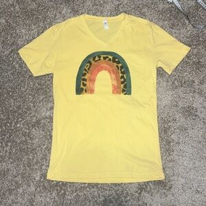 Rainbow Brush Graphic V-Neck Tee Size Small